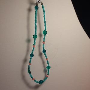 Artisan natural stone and glass bead necklace